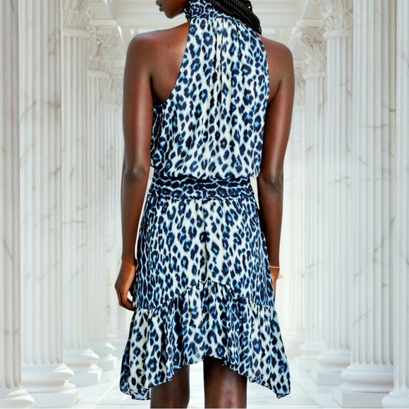 NWT A.L.C. ‘Cody’ Silk Blue Leopard Print Mini Dress Size 0 - Picture 4 of 16